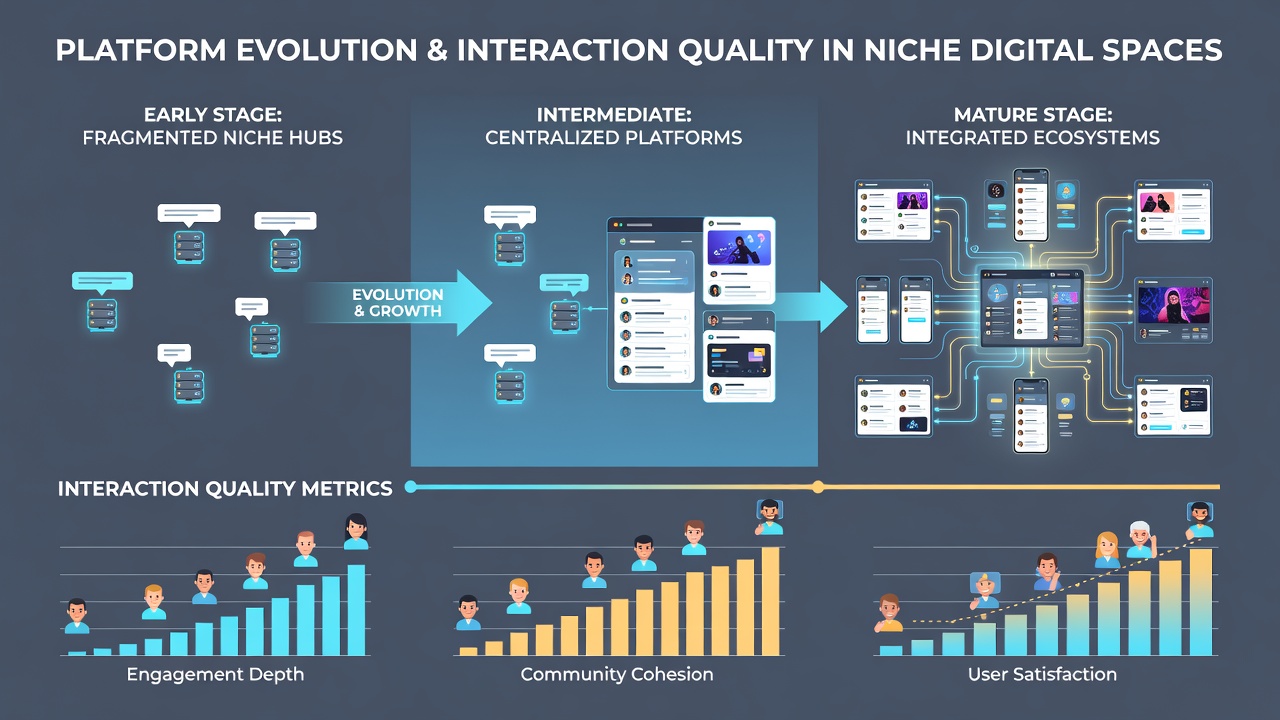 Users engaging in a niche digital community with modern platform features